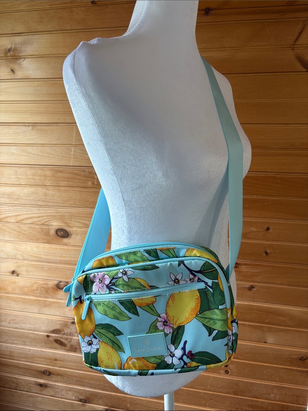Vera Bradley Aqua Lemon Floral Crossbody Bag